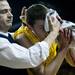 Michigan freshman Nik Stauskas is injured in the first half of the game against Michigan State on Sunday, Mar. 3. Daniel Brenner I AnnArbor.com